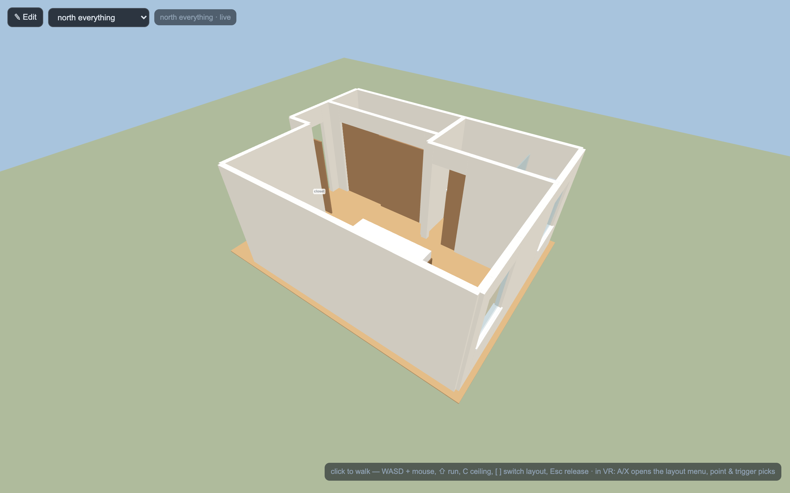 VR walkthrough of a furnished floor plan